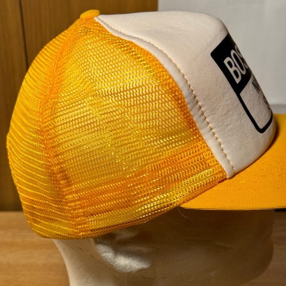 Vintage Bostitch Nails‎ and Staples Trucker Hat Mesh Snapback Yellow - Picture 5 of 7